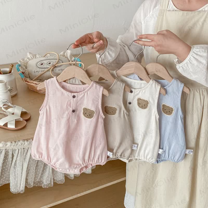 Baby Sleeveless Bear Bodysuit - image 1