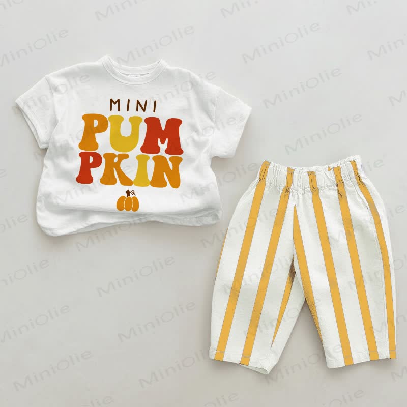 MINI PUMPKIN Baby White&Yellow Vertical Striped 2-piece Set - White&Yellow - 2-3T - image 1