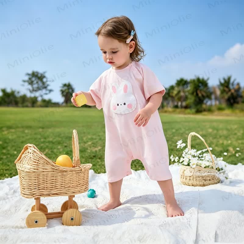 Baby Cotton Short Sleeve Romper - Pink - 18-24M - image 5
