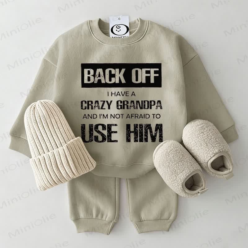 BACK OFF I HAVE A CRAZY GRANDPA AND I'M NOT AFRAID TO USE HIM Baby Grey Green 2-Piece Set - Grey Green - 2-3T - image 1