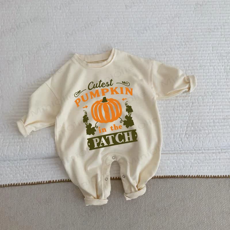 CUTEST PUMPKIN IN THE PATCH Baby Toddler Beige Romper - Beige - 2-3T - image 1