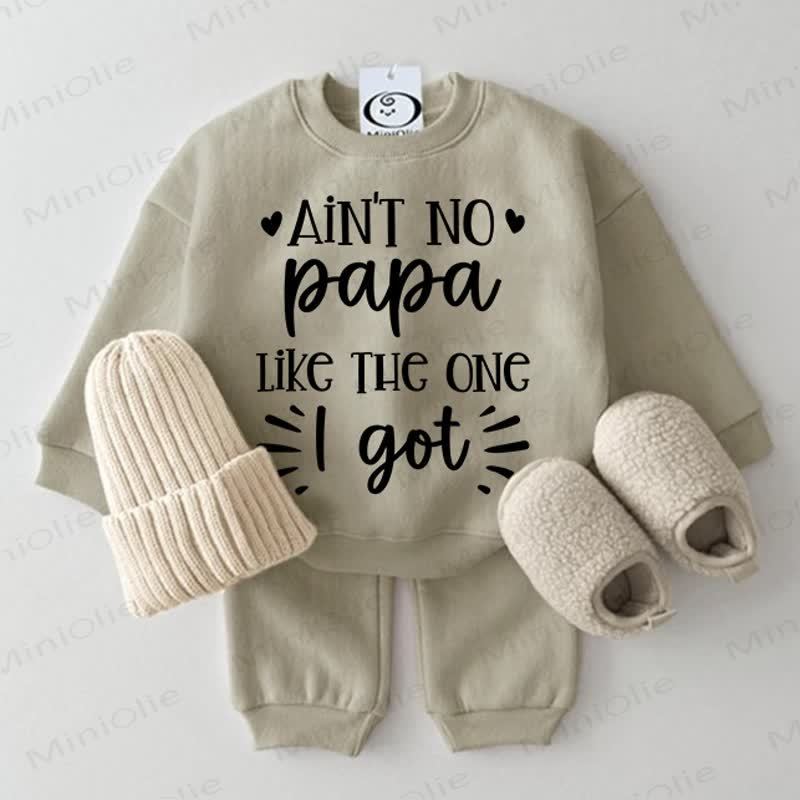AIN'T NO PAPA LIKE THE ONE I GOT Baby Grey Green Sweatshirt 2-piece Set - Grey Green - 2-3T - image 1