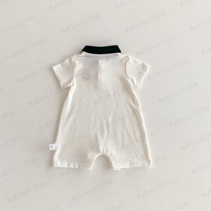Baby Polo Collar Bear Striped Romper - image 5