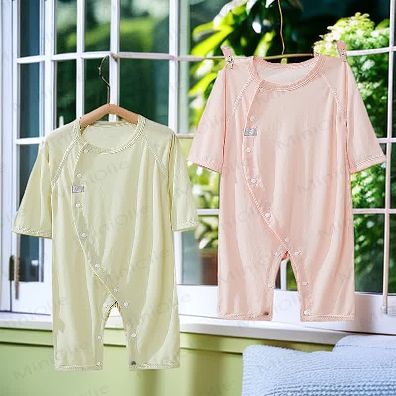 Baby Wrap Snap Solid Color Romper - image 3