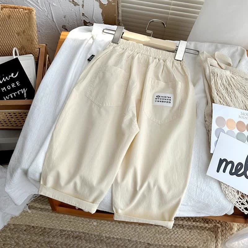 Toddler Solid Color Relaxed Roll Hem Pants - Beige - 8-9T - image 3