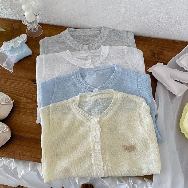 Baby Pastel Lightweight Knit Button Front Cardigan Coat - image 3