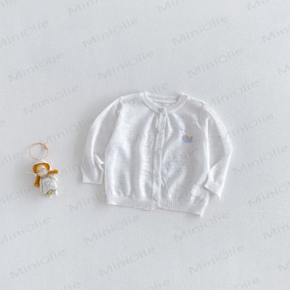 Baby Pastel Lightweight Knit Button Front Cardigan Coat - White - 2-3T - image 6