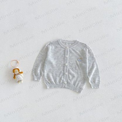 Baby Pastel Lightweight Knit Button Front Cardigan Coat - Gray - 2-3T - image 8