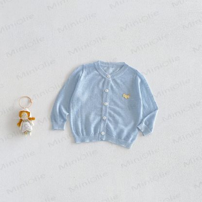 Baby Pastel Lightweight Knit Button Front Cardigan Coat - Blue - 2-3T - image 9