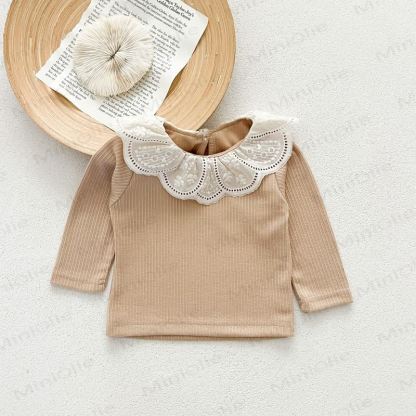 Toddler Vintage Lace Collar Ribbed Knit T-Shirt - Brown - 6-7T - image 8