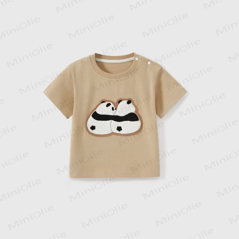 Baby Cartoon Applique Cotton T-Shirt - Brown - 3-4T - image 2