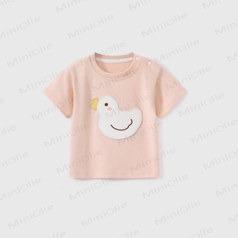 Baby Cartoon Applique Cotton T-Shirt - Pink - 3-4T - image 3