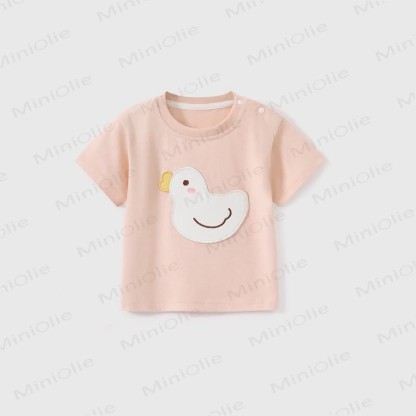 Baby Cartoon Applique Cotton T-Shirt - Pink - 3-4T - image 3