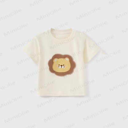 Baby Cartoon Applique Cotton T-Shirt - Beige - 3-4T - image 4