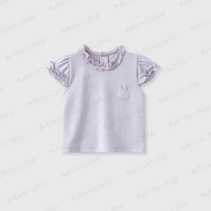 Baby Girl Ruffle Collar Summer T-Shirt - Purple - 3-4T - image 2