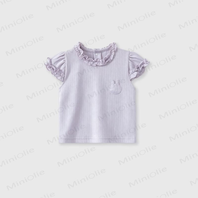 Baby Girl Ruffle Collar Summer T-Shirt - Purple - 3-4T - image 2