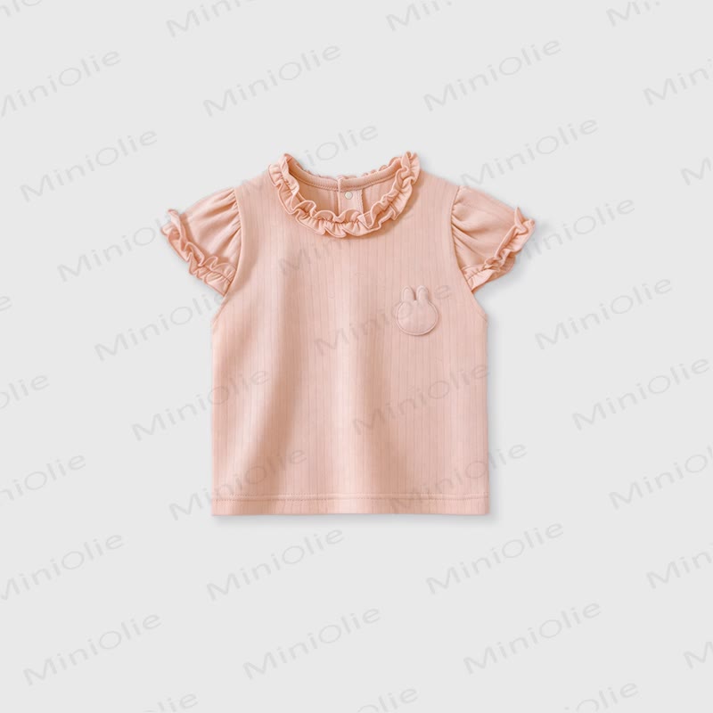 Baby Girl Ruffle Collar Summer T-Shirt - Pink - 3-4T - image 3