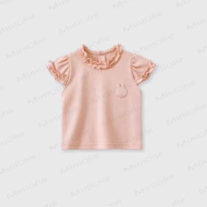 Baby Girl Ruffle Collar Summer T-Shirt - Pink - 3-4T - image 3