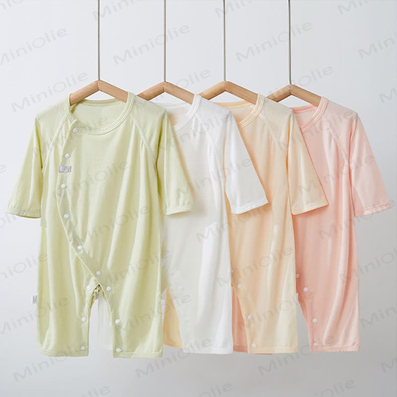 Baby Wrap Snap Solid Color Romper - image 1