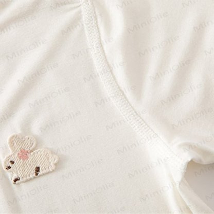 Baby Pink Bunny Ear Collar Short Sleeve Romper - image 5