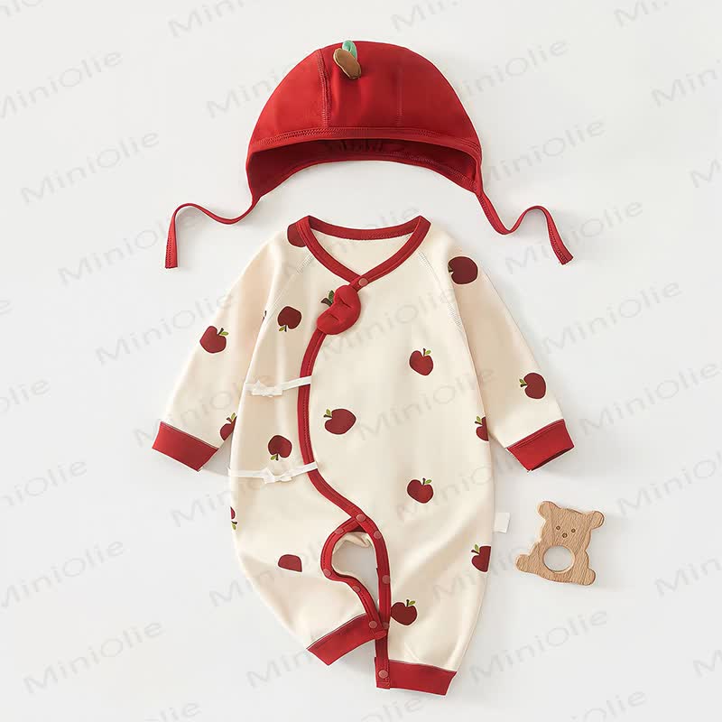 Baby  Apple/Bear Wrap Romper with Hat - Apple - 18-24M - image 2