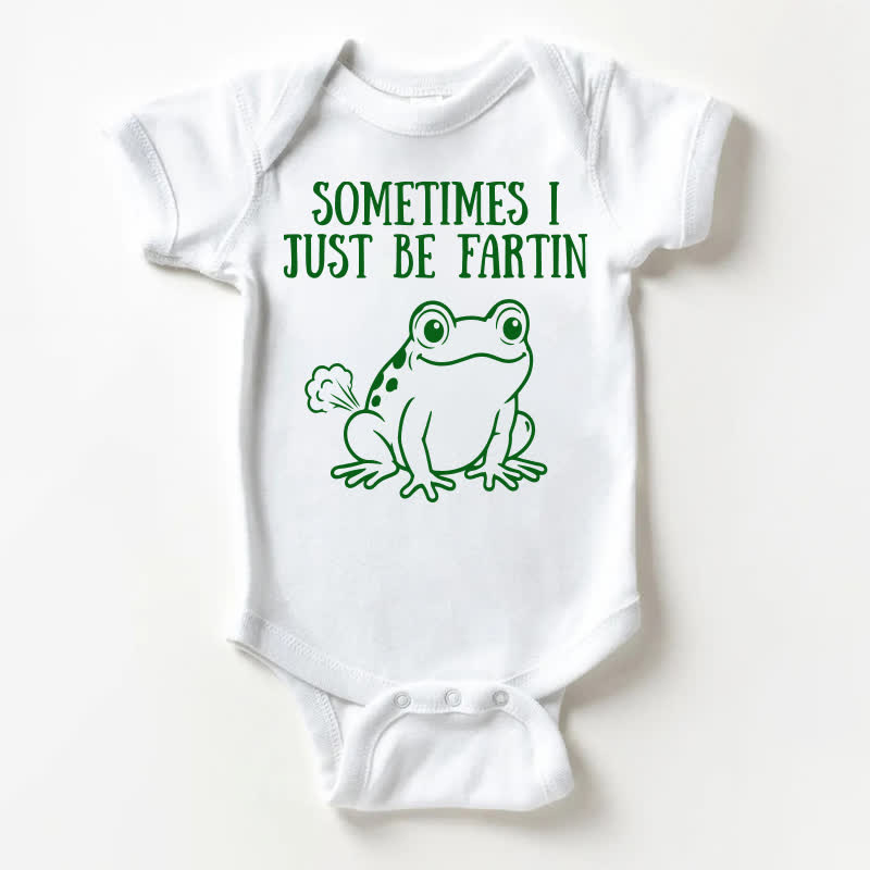 SOMETIMES I JUST BE FARTIN Baby Frog Print White Bodysuit - White - 18-24M - image 1