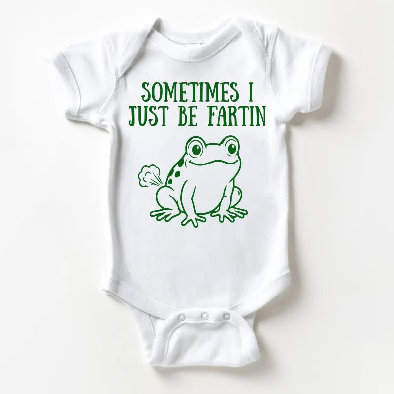 SOMETIMES I JUST BE FARTIN Baby Frog Print White Bodysuit - White - 18-24M - image 1
