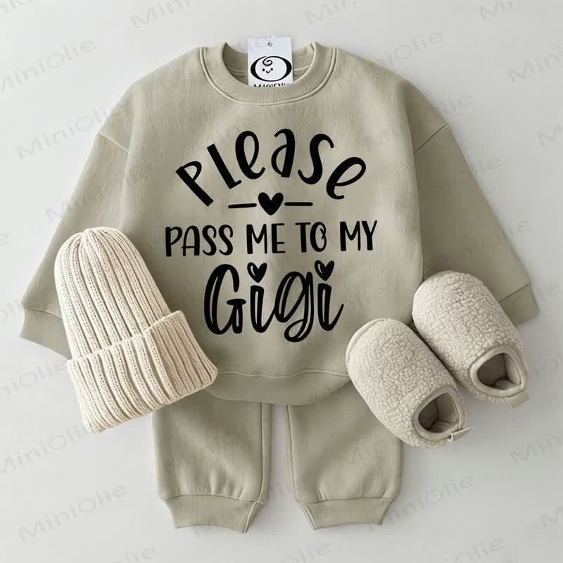 PLEASE PASS ME TO MY GIGI Baby Sweatshirt 2-piece Grey Green Set - Grey Green - 2-3T - image 1