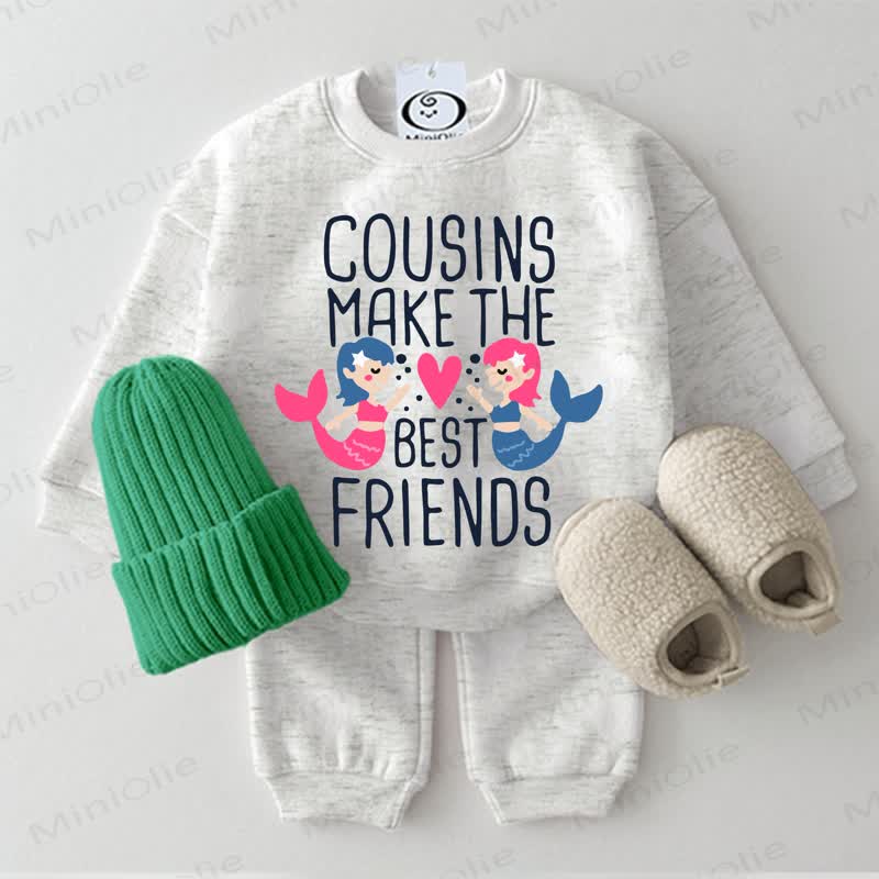 COUSINS MAKE THE BEST FRIENDS Baby Sweatshirt 2-piece Light Grey Set - Light Grey - 2-3T - image 1
