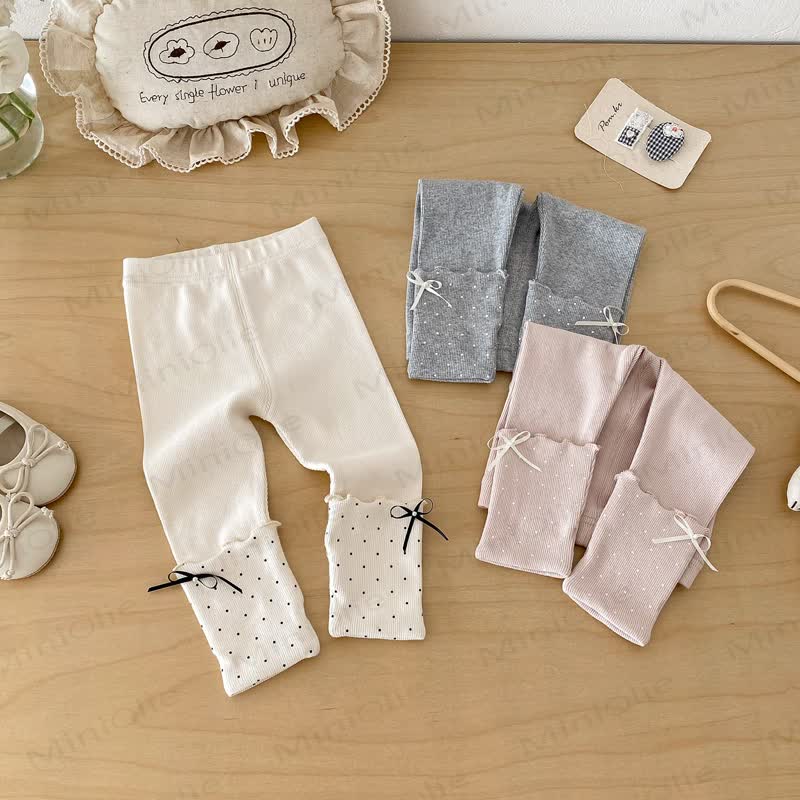 Baby Polka Dot Bow Leggings - image 3