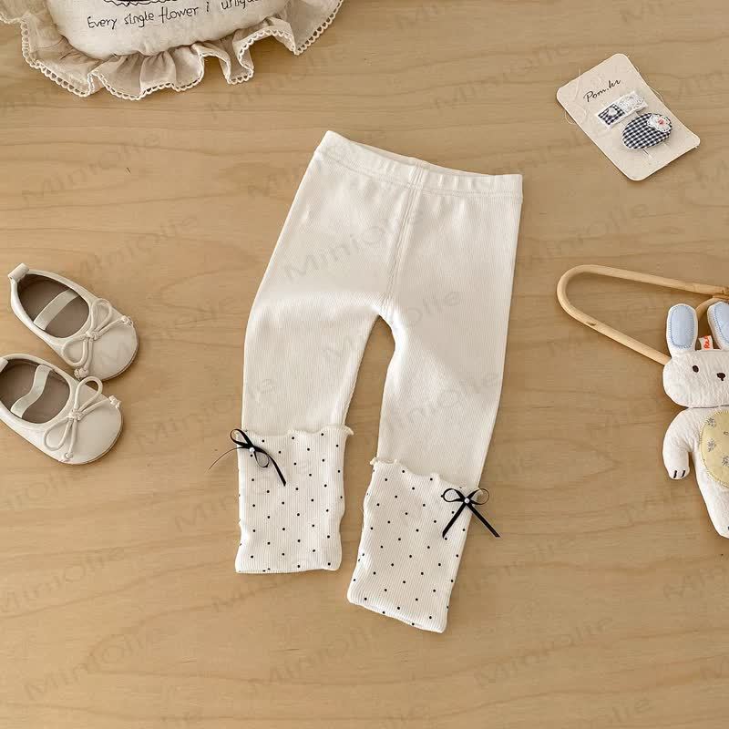 Baby Polka Dot Bow Leggings - Beige - 2-3T - image 6