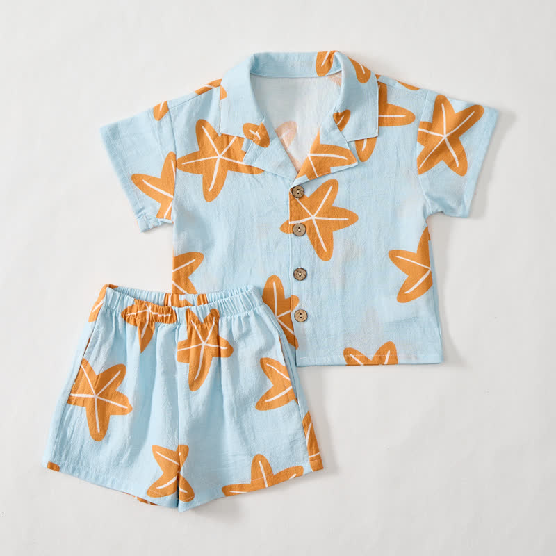 Toddler Boys Blue Starfish Shirt and Shorts 2-piece Set - image 2