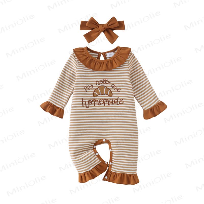 Baby Croissant/Ghost Romper with Bow Headband - image 11
