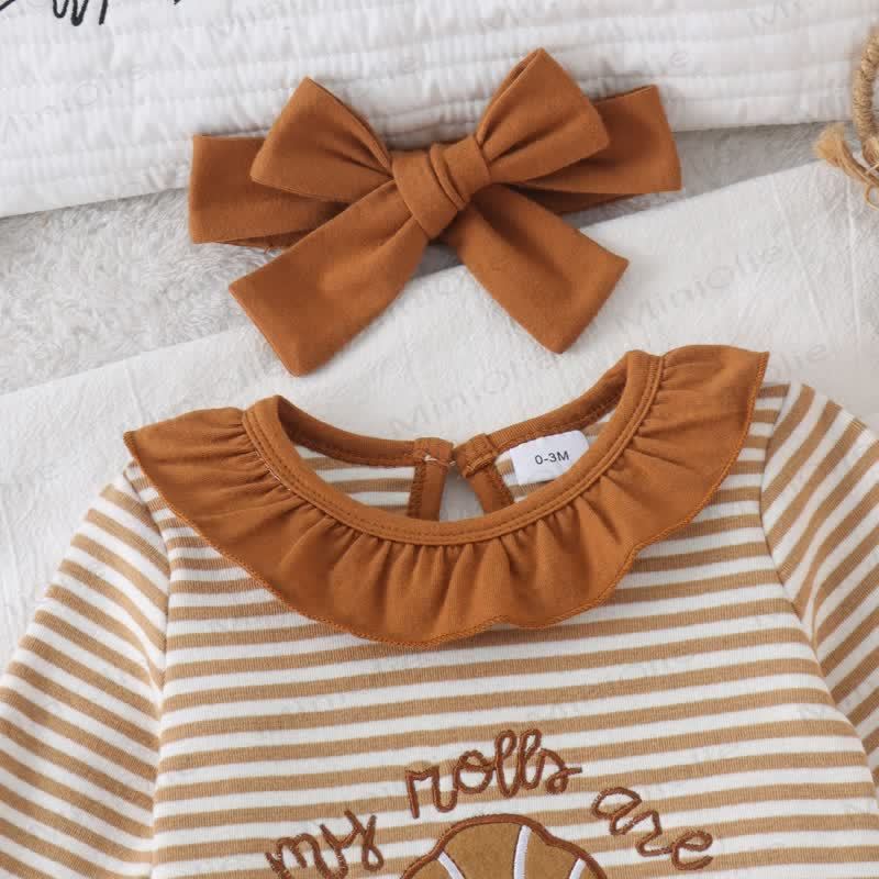 Baby Croissant/Ghost Romper with Bow Headband - image 4