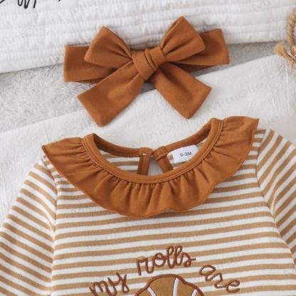 Baby Croissant/Ghost Romper with Bow Headband - image 4