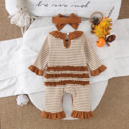 Baby Croissant/Ghost Romper with Bow Headband - image 3