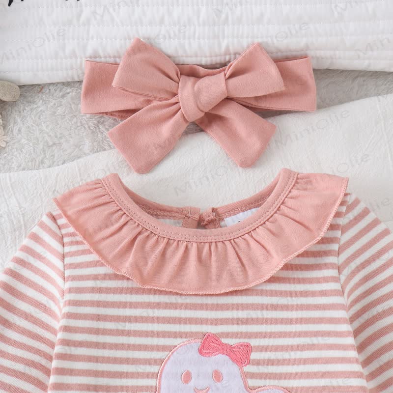 Baby Croissant/Ghost Romper with Bow Headband - image 14