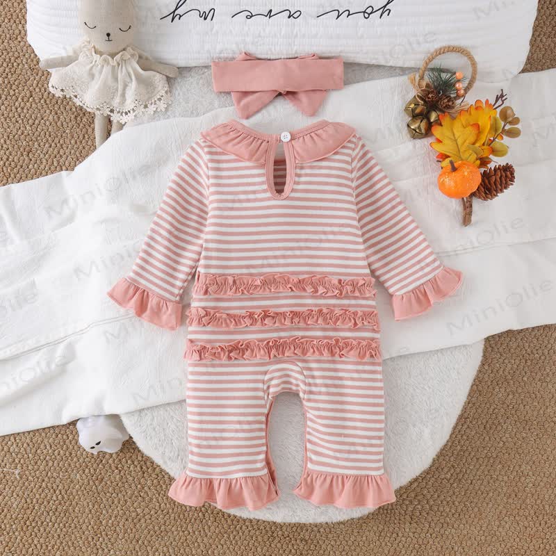 Baby Croissant/Ghost Romper with Bow Headband - image 13