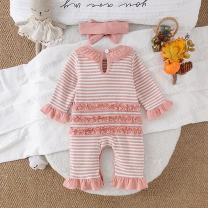 Baby Croissant/Ghost Romper with Bow Headband - image 13