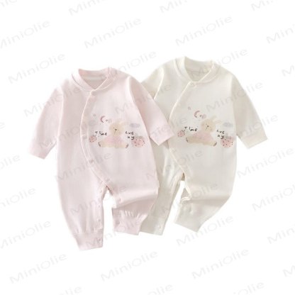 Baby Strawberry Bunny Snap Front Long Sleeve Romper - image 3