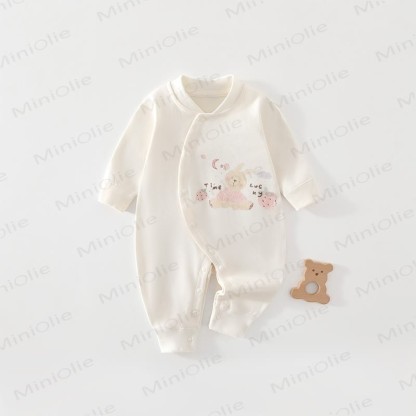 Baby Strawberry Bunny Snap Front Long Sleeve Romper - Yellow - 18-24M - image 2