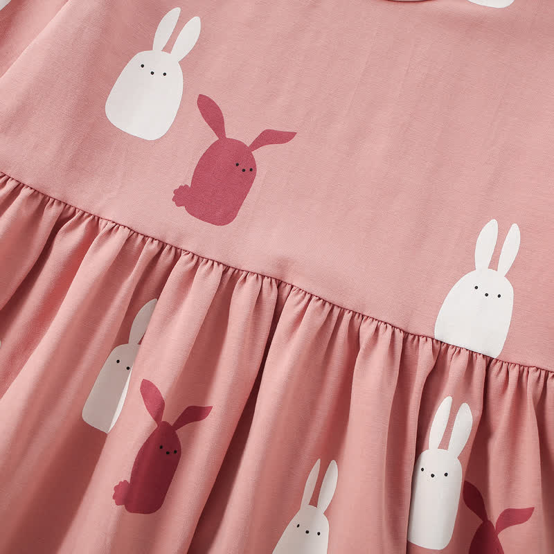 Toddler Girl Pink Bunny Print Long Sleeve Dress - image 4