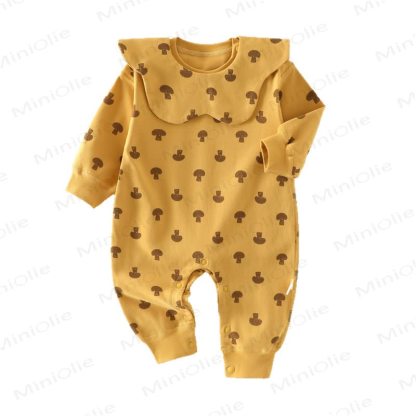 Baby Mushroom Print Ruffle Collar Romper - image 2