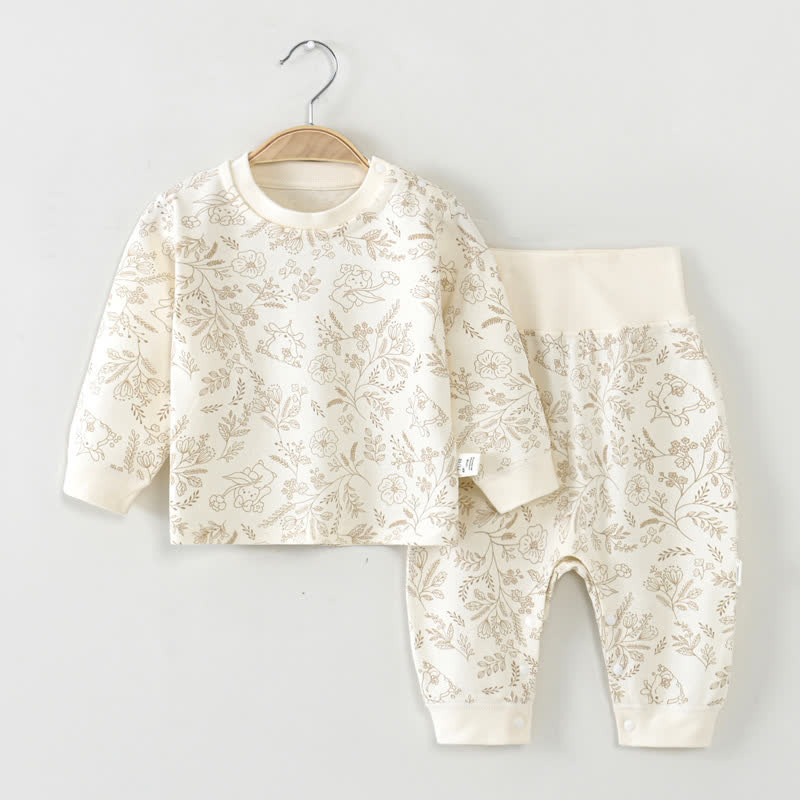 Baby Toddler Long Sleeve Top and Pants Pyjama 2-piece Set - Beige Bunny - 2-3T - image 6
