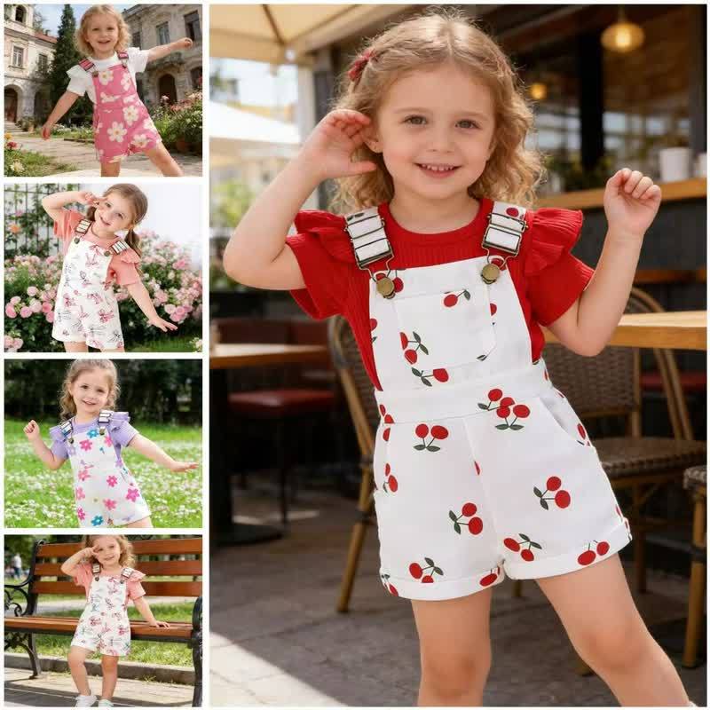 Baby Toddler Floral Print Onesie and Overalls 2-piece Set - image 1