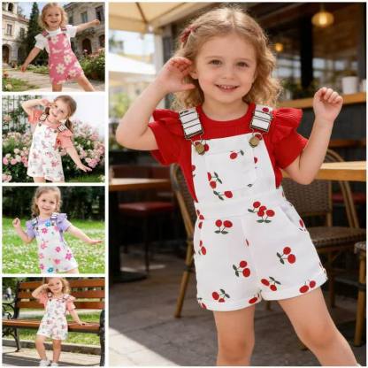 Baby Toddler Floral Print Onesie and Overalls 2-piece Set - image 1