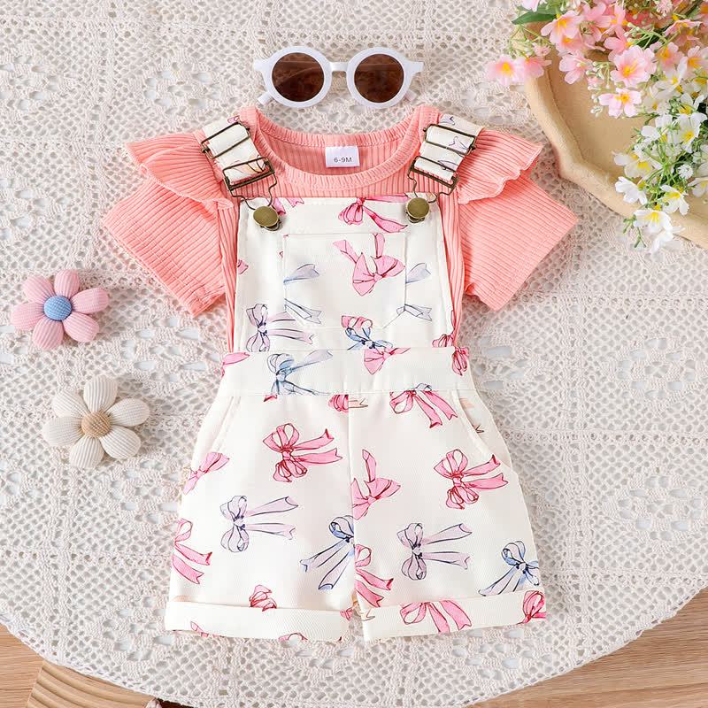 Baby Toddler Floral Print Onesie and Overalls 2-piece Set - Pink - 2-3Y - image 3