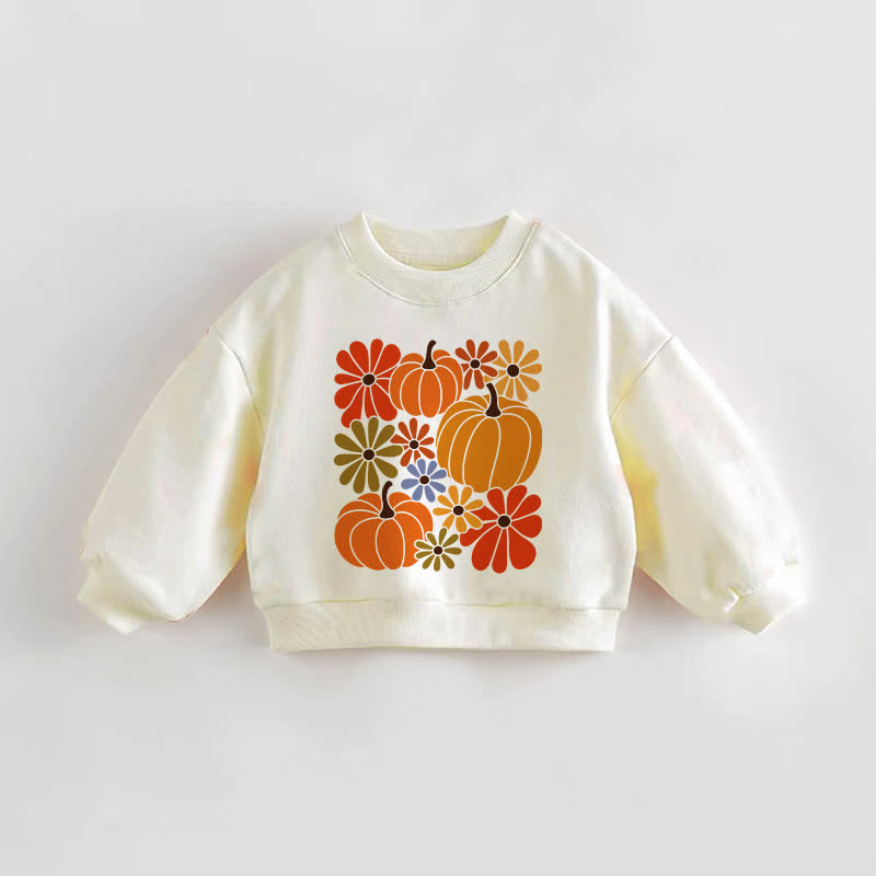 Baby Toddler Pumpkin and Flower Cream Sweatshirt - Cream - 3-5T - image 1
