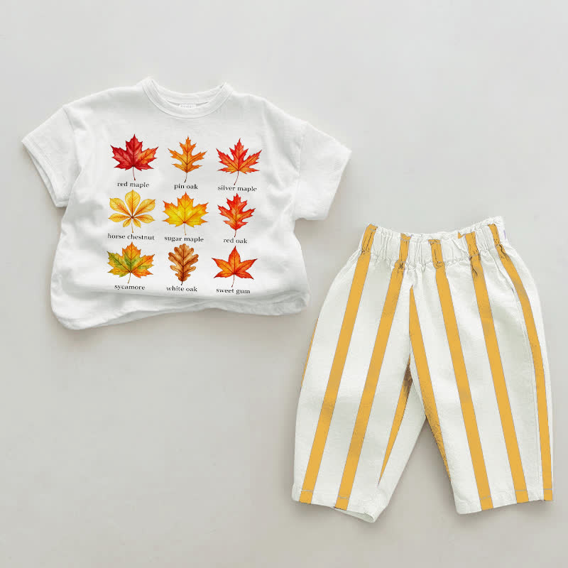 Baby Maple White&Yellow Vertical Striped 2-piece Set - White&Yellow - 2-3T - image 1