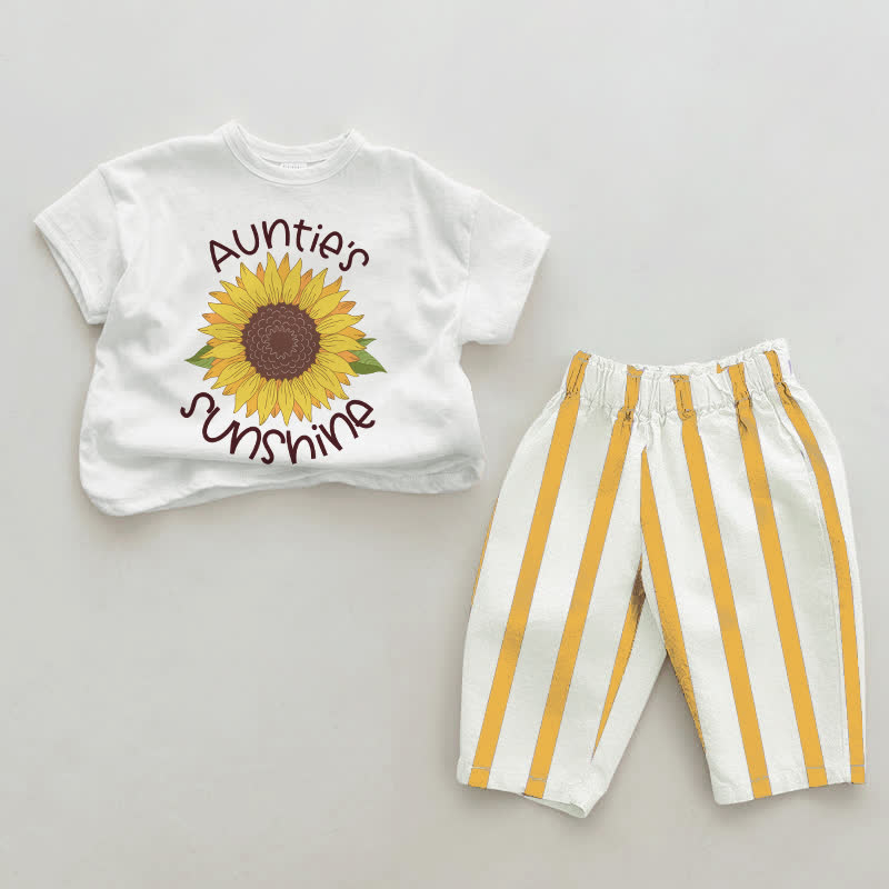 AUNTIE'S SUNSHINE Baby Sunflower White&Yellow Vertical Striped 2-piece Set - White&Yellow - 2-3T - image 1